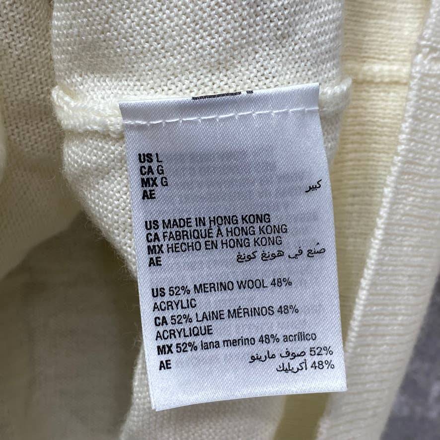 CHARTER CLUB Cloud Merino Wool Button-Cuff V-Neck Pullover Sweater SZ L