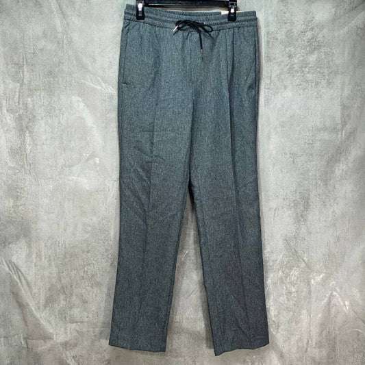 ALFANI Grey Pleated Drawstring Stretch Flat Front Pants SZ S