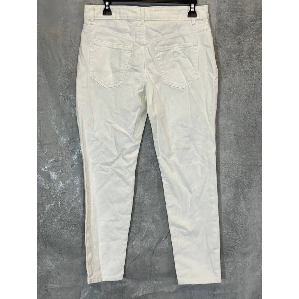 AFRM Women's White Luisa Distressed High-Rise Ankle Crop Skinny Denim Jeans SZ26