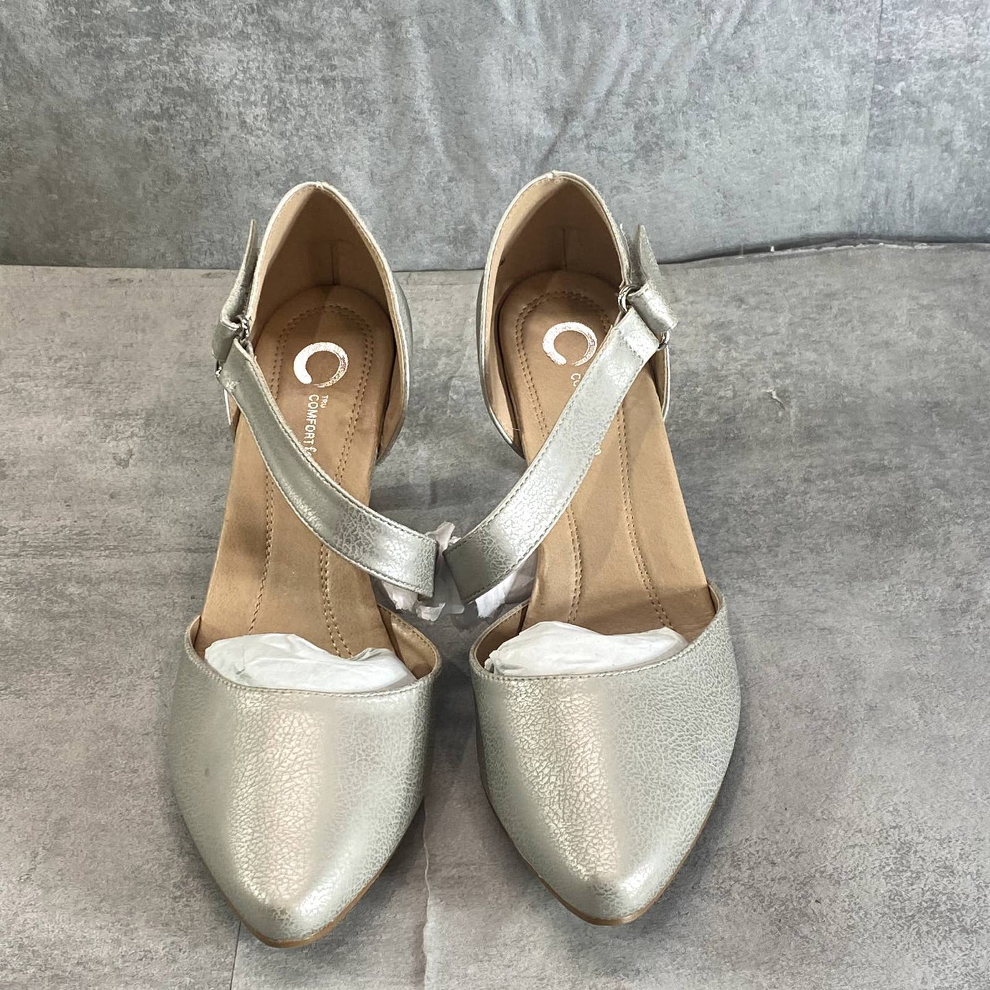 JOURNEE COLLECTION Women's Silver Metallic Tillis Pointed-Toe D'Orsay Pumps SZ 9