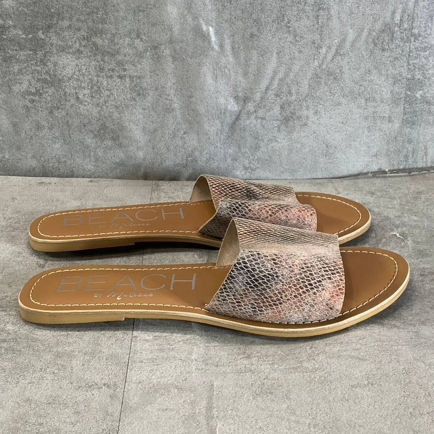 BEACH By MATISSE Women's Blush Snake Embossed Leather Cabana Cushioned Slide