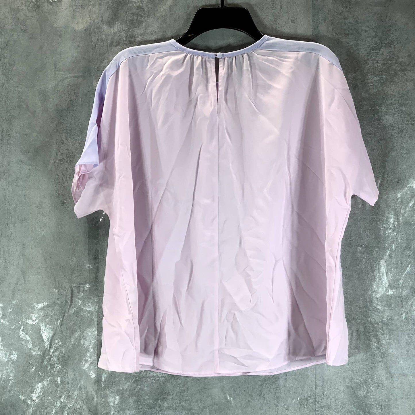 ALFANI Women's Lilac Color-Block Shoulder Short-Sleeve Top SZ M