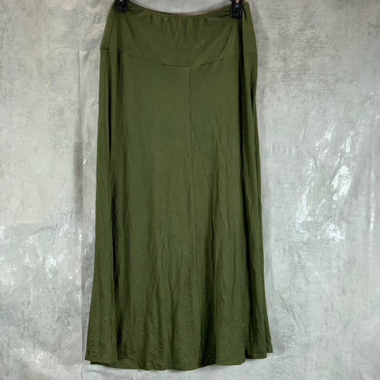 24SEVEN Comfort Apparel Women's Green A-Line Maxi Pull-On Skirt SZ M
