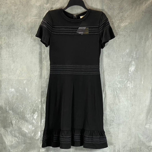 MICHAEL MICHAEL KORS Women's Petite Deep Black Mixed-Mesh Short Mini Dress SZP/M