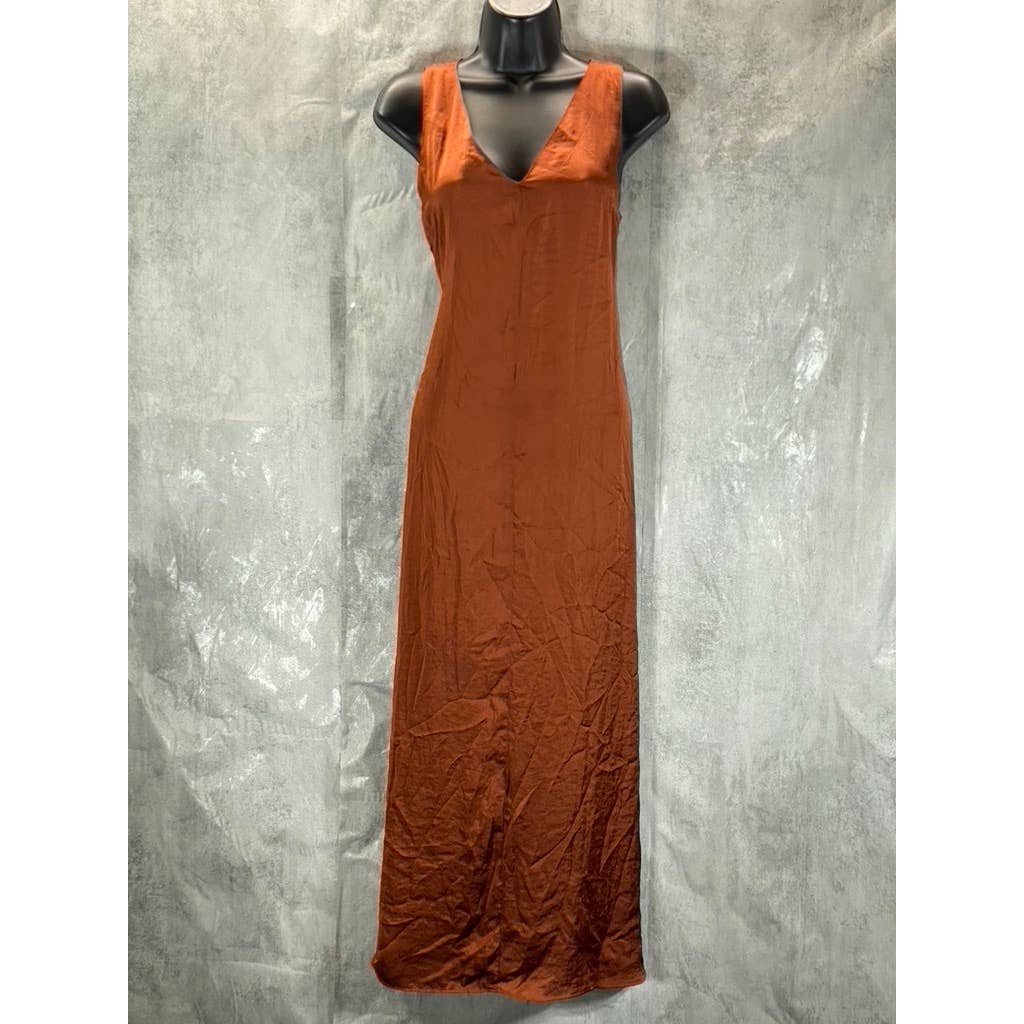 DKNY Women's Arizona Earth V-Neck Sleeveless Side-Slit Maxi Dress SZ XS