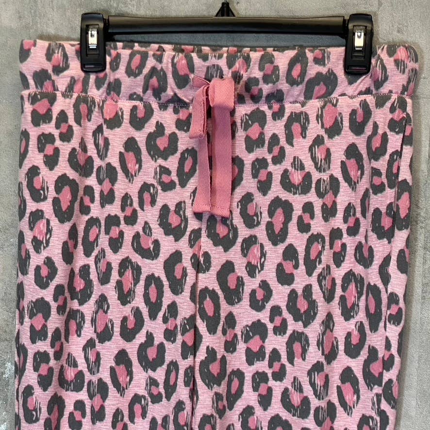 ROUDELAIN Women's Pink Fierce Cat Cameo Drawstring Waist Pull-On Pajama Jogger Pants SZ L