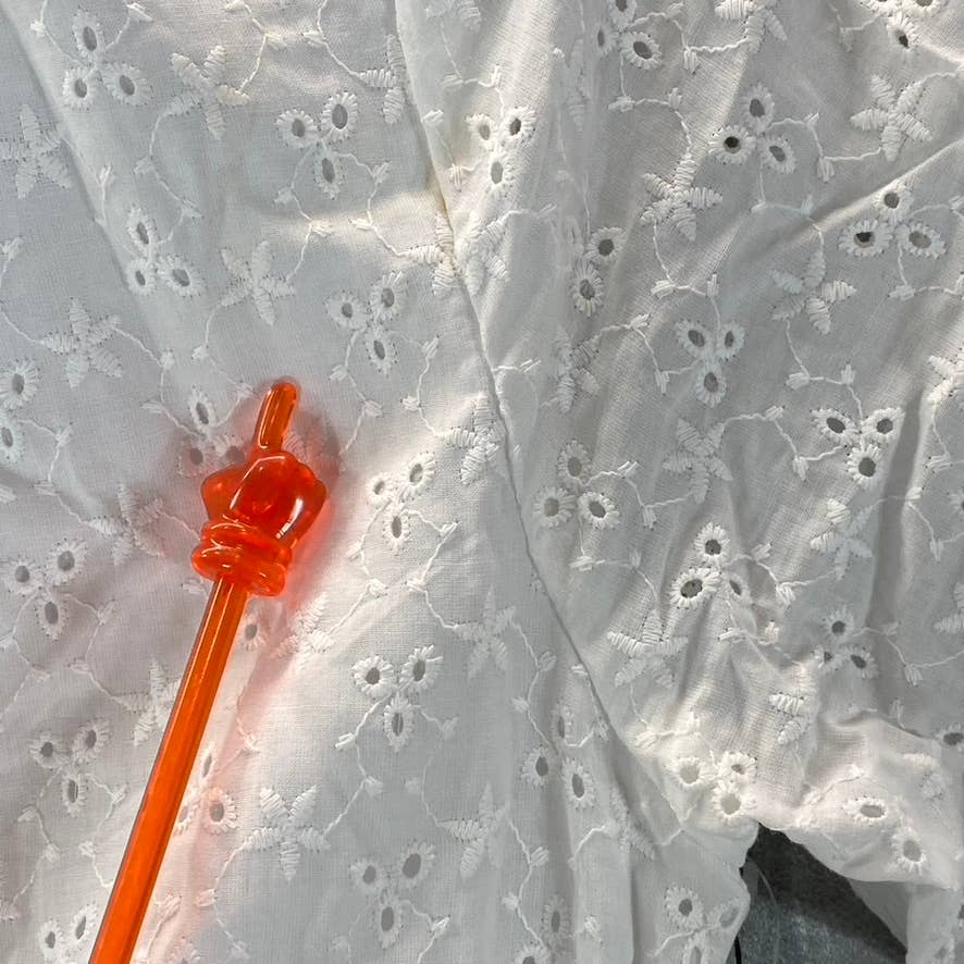 1. STATE Women's White Eyelet Wrap-Front Ruched Elbow-Sleeve Mini Dress SZ 2