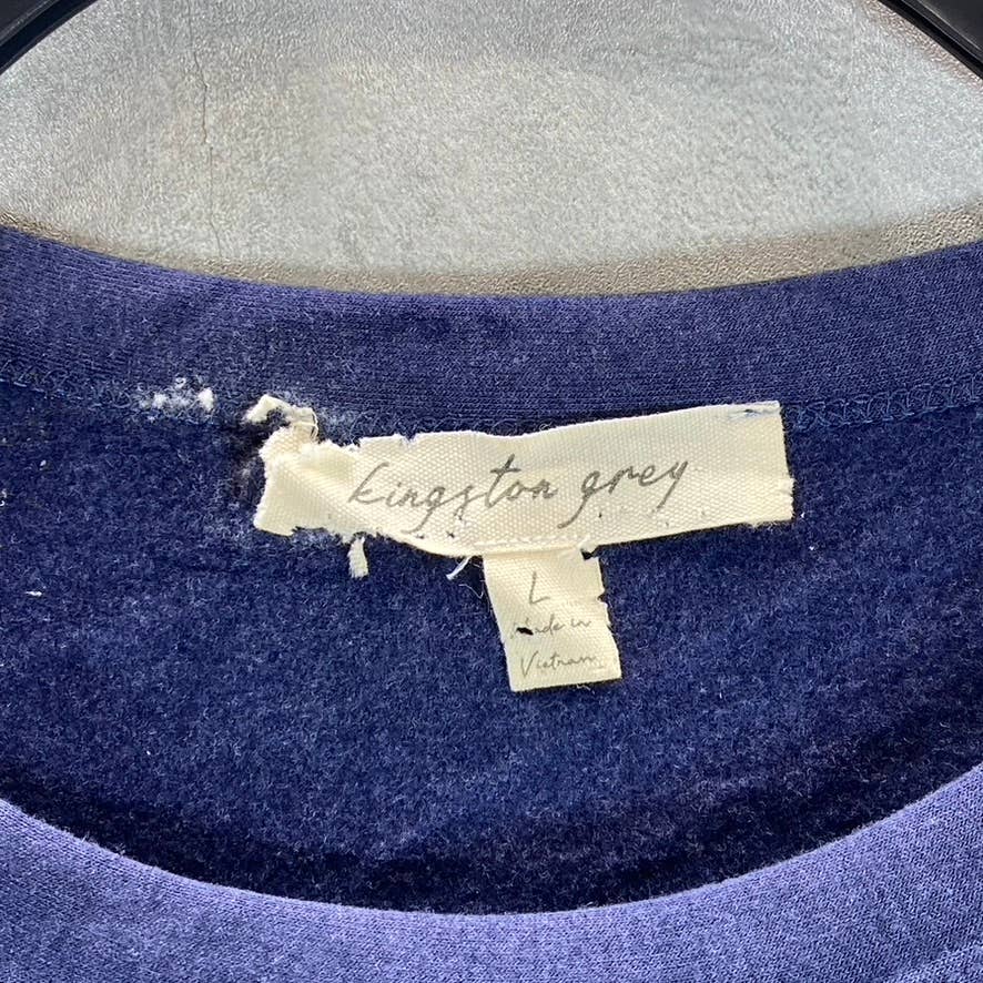 KINGSTON GREY Juniors' Navy Check Pleated Skirt Crewneck Mini Sweater Dress SZ L