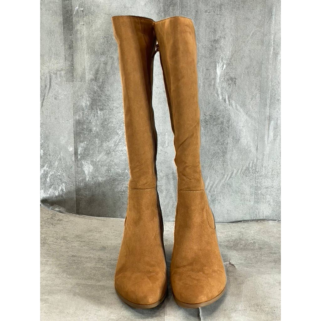 STYLE & CO Women's Bark Microsuede Warrda Round-Toe Block-Heel Tall Boots SZ 9.5