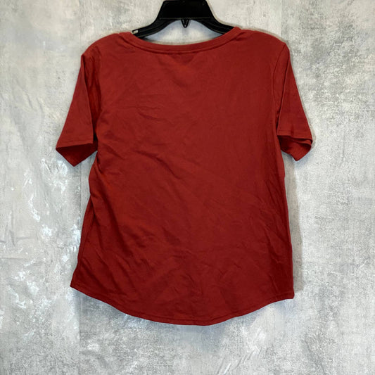 BP. Women's Red Rosewood All Day Scoopneck Short Sleeve Round Hem T-Shirt SZ S