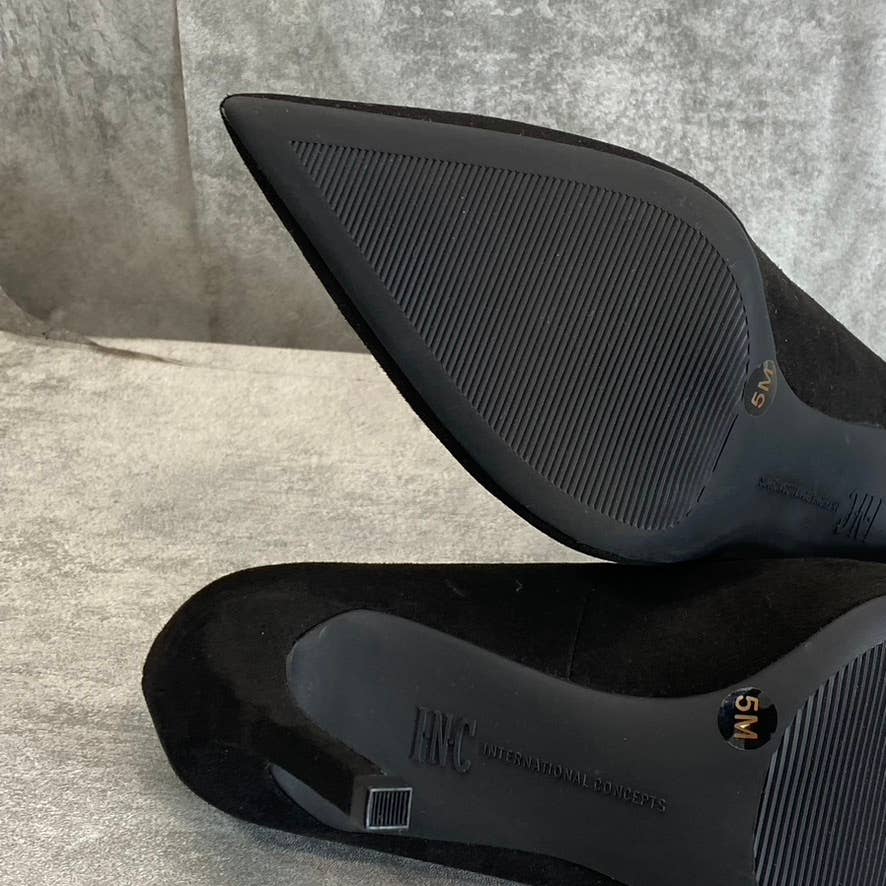 INC INTERNATIONAL CONCEPTS Women's Black Sadelle Pointed-Toe Chain-Detail Pumps