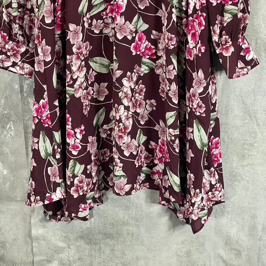 BAR III Women's Murano Blooms Printed Handkerchief Long-Sleeve Shirt Dress SZ XS