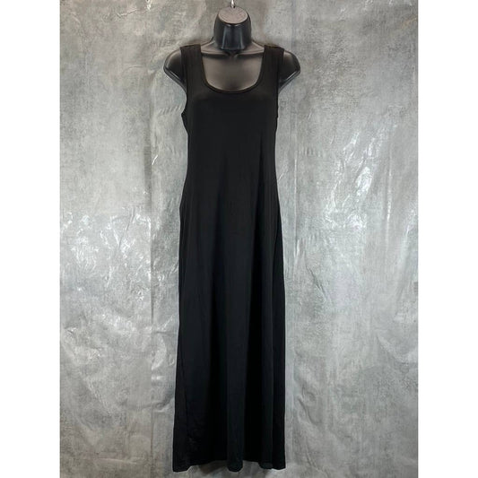 24SEVEN Comfort Apparel Women's Black Scoop-Neck Sleeveless Midi Tank Dress SZ M
