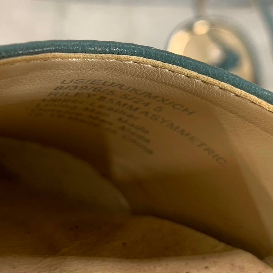 KENNETH COLE NEW YORK Women's Sea Green Leather Riley 85 Asymmetrical Pumps SZ 8