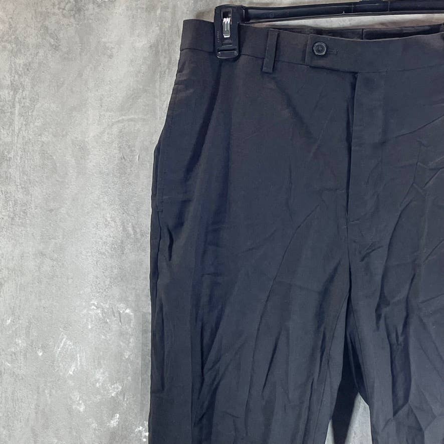 CALVIN KLEIN Men's Black Solid Slim-Fit Flat Front Dress Pants SZ 32X32