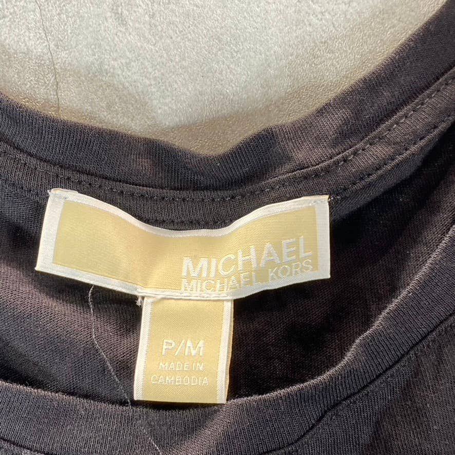 MICHAEL MICHAEL KORS Women's Petite Black Sleeveless Asymmetrical Sheath Dress