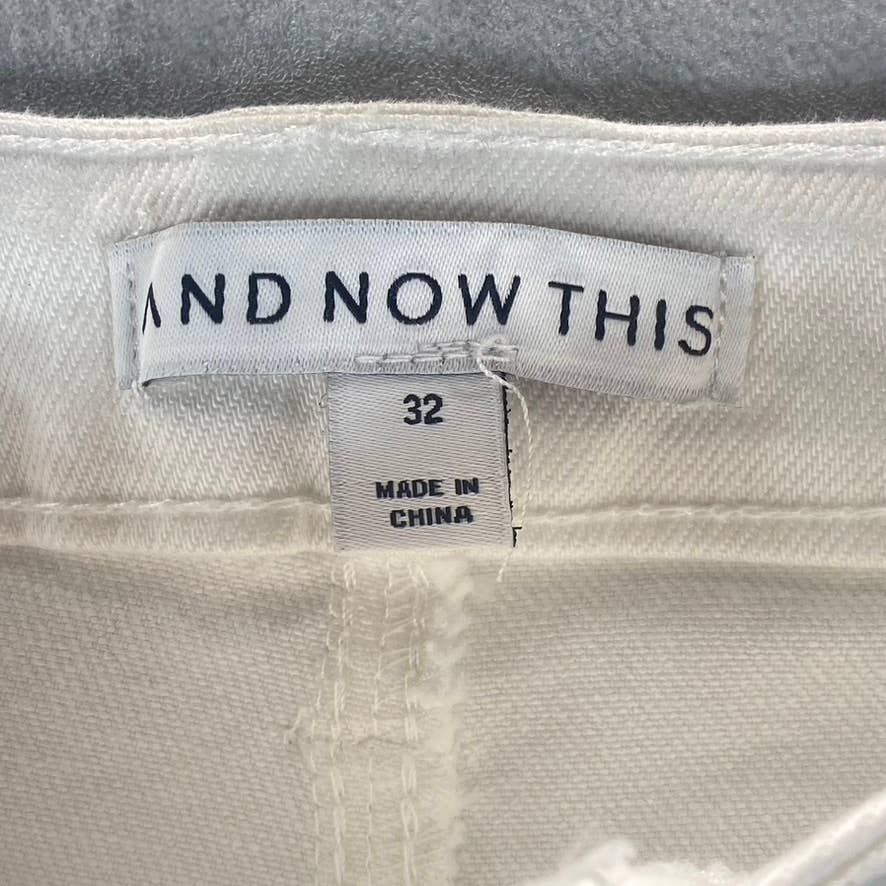 AND NOW THIS Women's White The Perfect Skinny High-Rise Raw-Hem Button-Fly Jeans