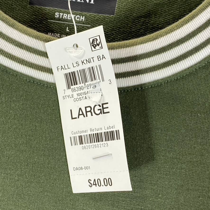 ALFANI Men's Costa Green Vari-Stripe Crewneck Long-Sleeve Pullover Shirt SZ L