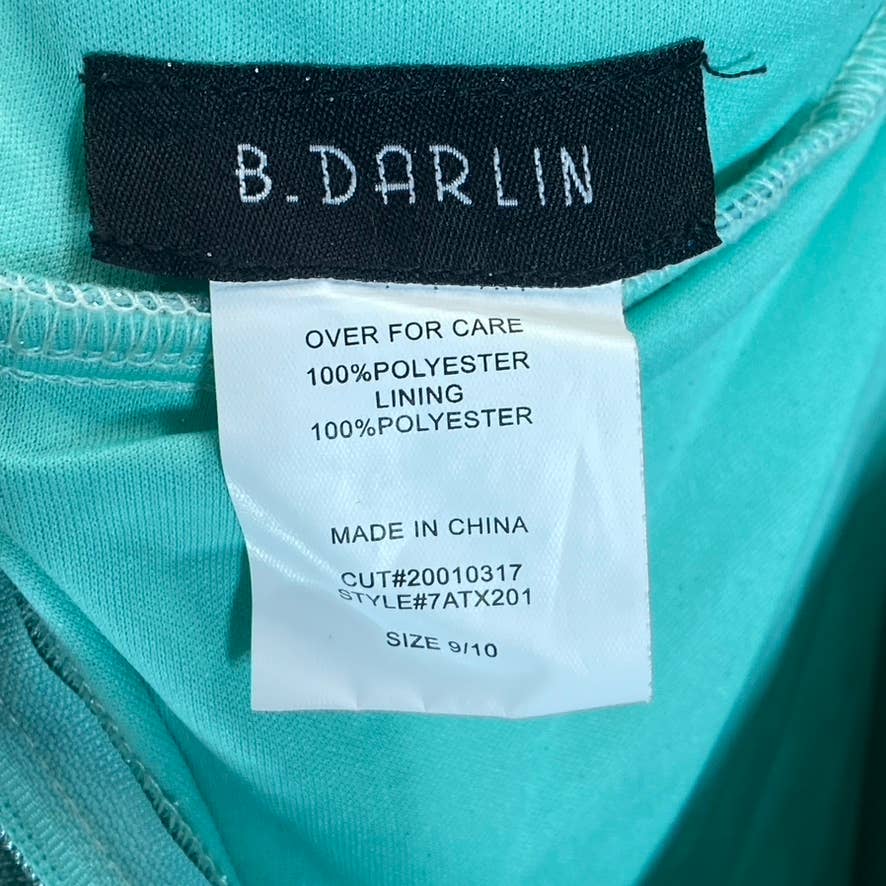 B. DARLIN Juniors' Mint Glitter Knit Sweetheart Neckline Pocketed Dress SZ 9/10