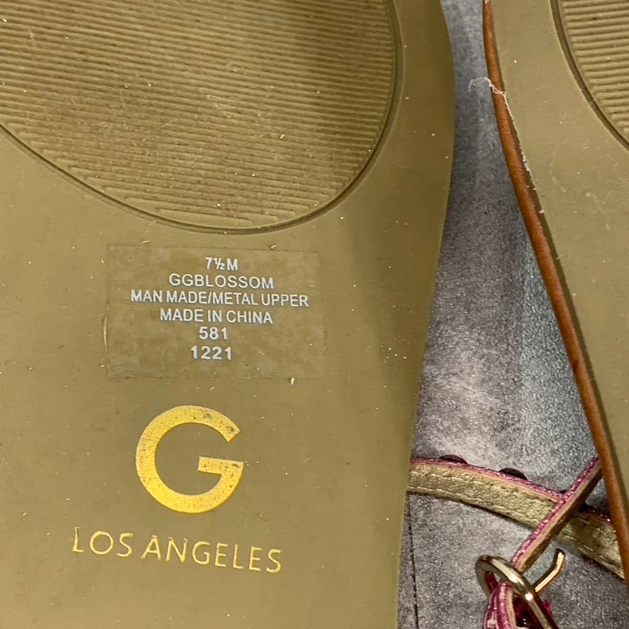 GBG LOS ANGELES Women's Pink Blossom Strappy Flat Sandals SZ 7.5