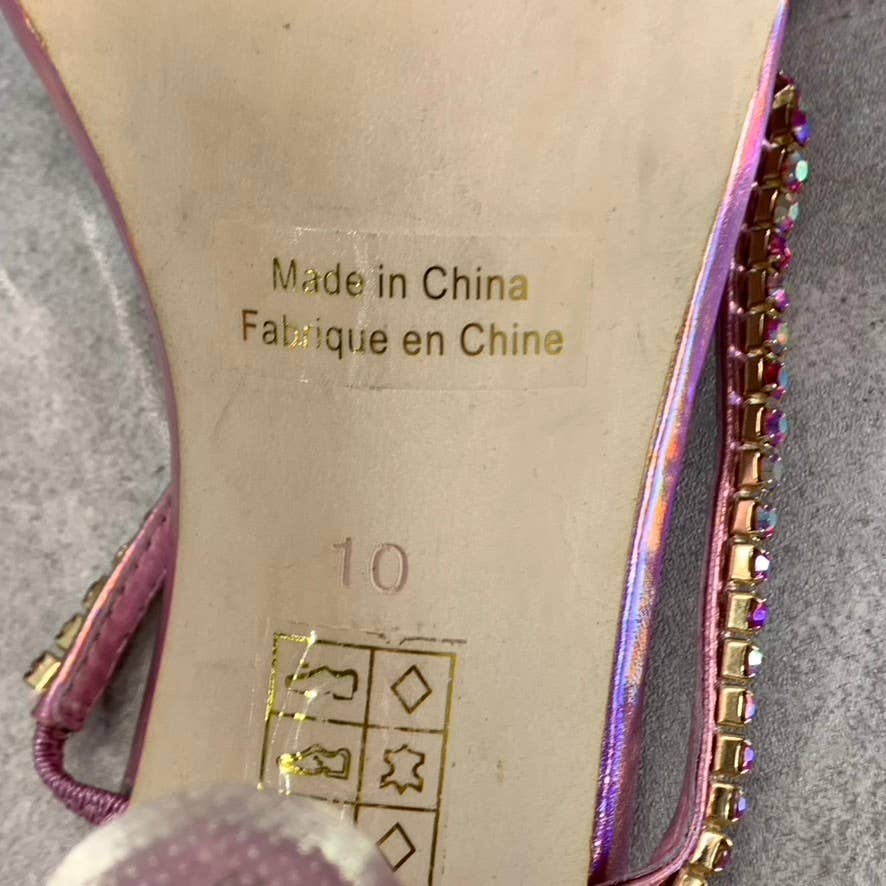 JEFFREY CAMPBELL Women's Pink Iridescent Demonica Rhinestone Sandals SZ 10