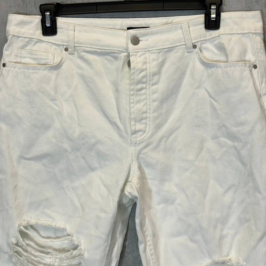 AFRM Women's White Luisa Distressed High-Rise Ankle Crop Skinny Denim Jeans SZ31