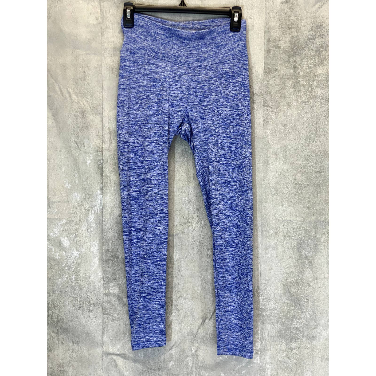 PRO-FIT Activewear Women's Blue Melange Scrunched Cut-Out Pull-On Crop Leggings SZ M