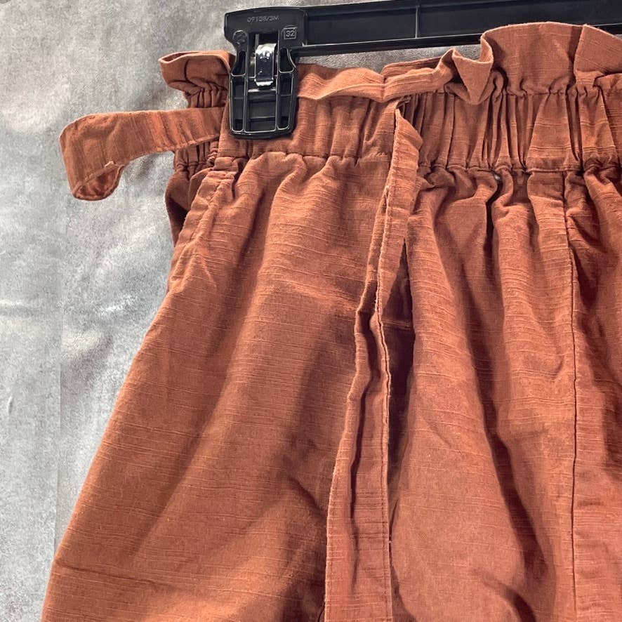 AND NOW THIS Women's Mocha Belted Paperbag Waist Pull-On Shorts SZ M