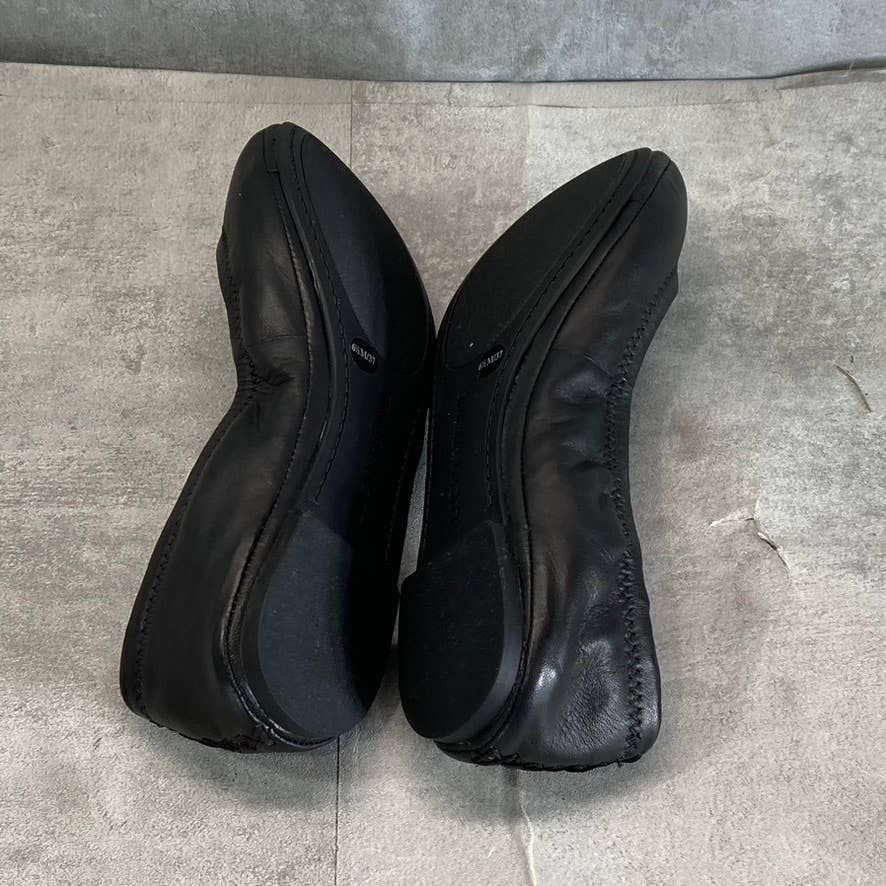 LUCKY BRAND Women's Black Leather Emmie Round-Toe Slip-On Ballet Flats SZ 6.5