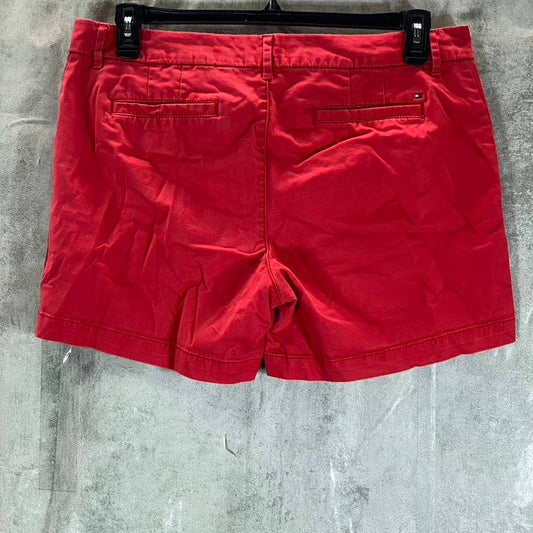 TOMMY HILFIGER Women's Scarlet Red TH Flex Mid-Rise Hollywood Shorts SZ 12