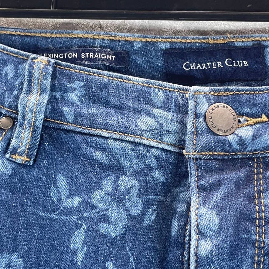 CHARTER CLUB Women's Berkeley Wash Printed Lexington Straight-Leg Jeans SZ 12