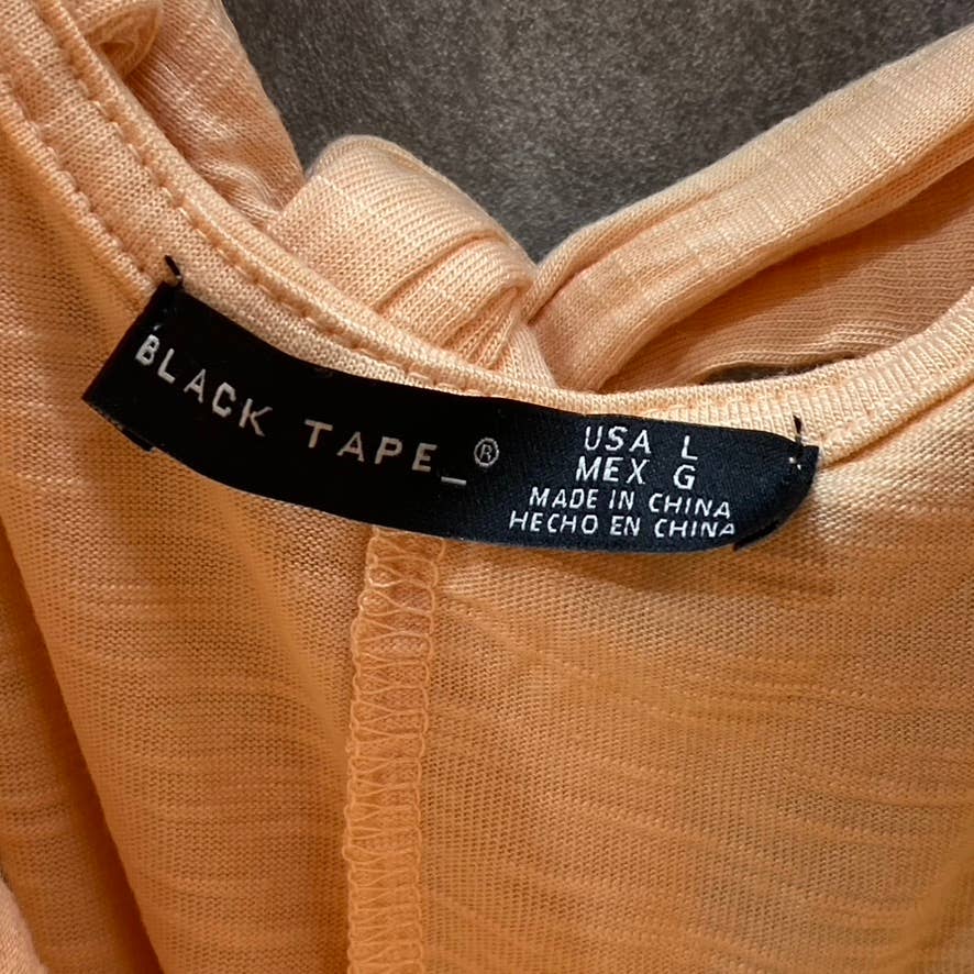 BLACK TAPE Women's Peach Twist V-Neck Textured Empire-Waist Midi Dress SZ L