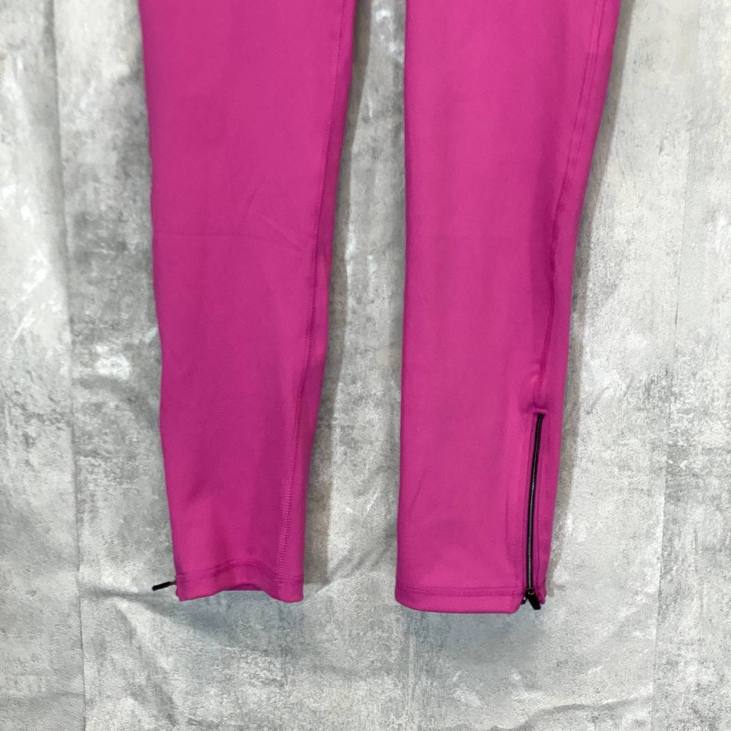 NINE WEST Women's Pink Beauty Crapped Zipper Hem Pull-On Stretch High-Waist Leggings SZ S