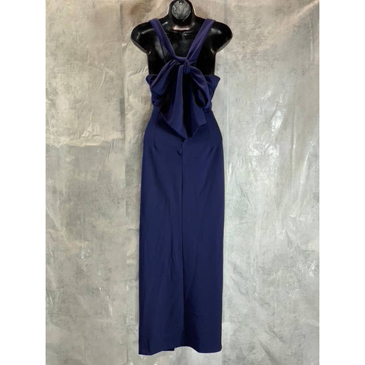 BETSY & ADAM Women's Navy Midi Crepe Pull-Through Back Wrap Dress SZ 10