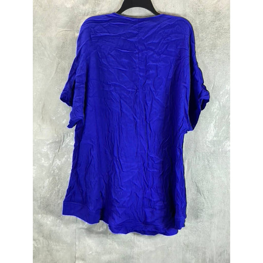 CITY CHIC Women's Plus Electric Blue Scoopneck Elbow Sleeve Hi-Low Top SZ L(20)