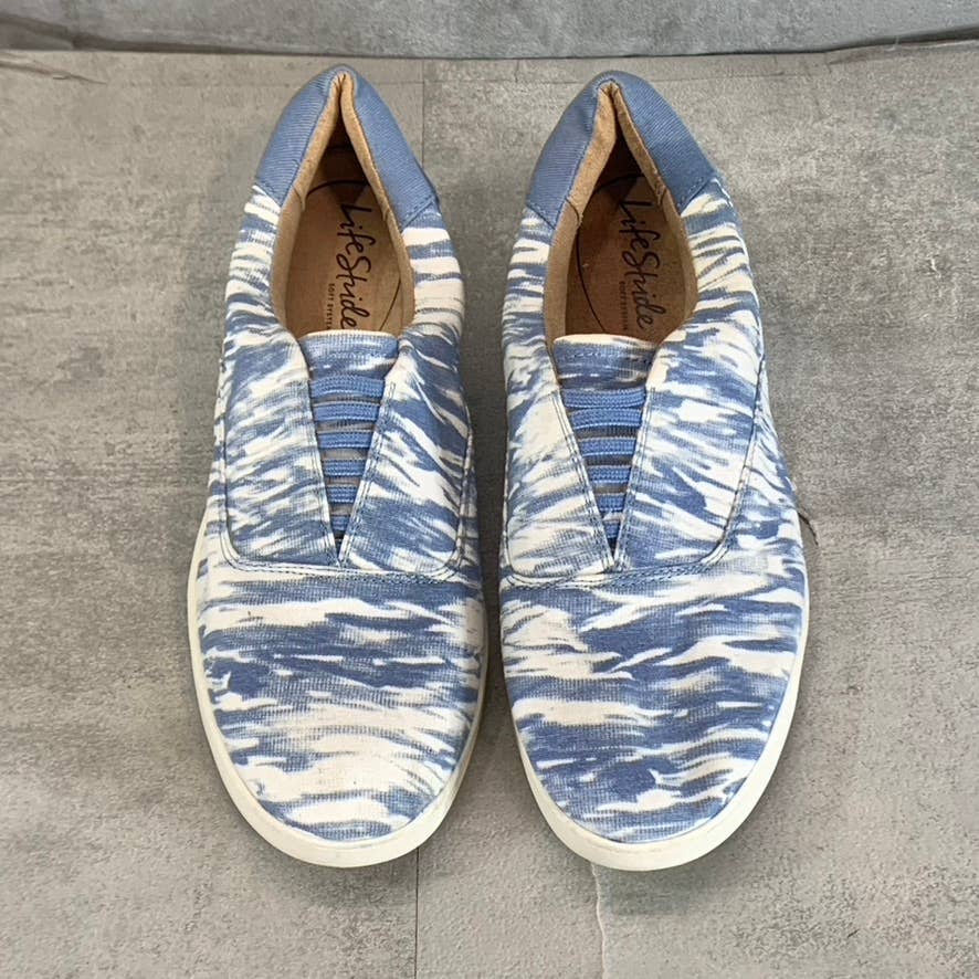 LIFESTRIDE Women's Blue Multi Canvas Emily Slip-On Casual Sneakers SZ 9.5
