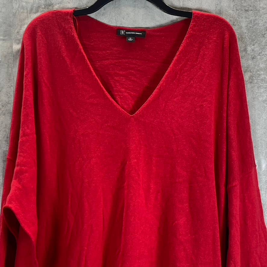 INC INTERNATIONAL CONCEPTS Women's Plus Real Red V-Neck Hi-Low Hem Pullover SZ4X