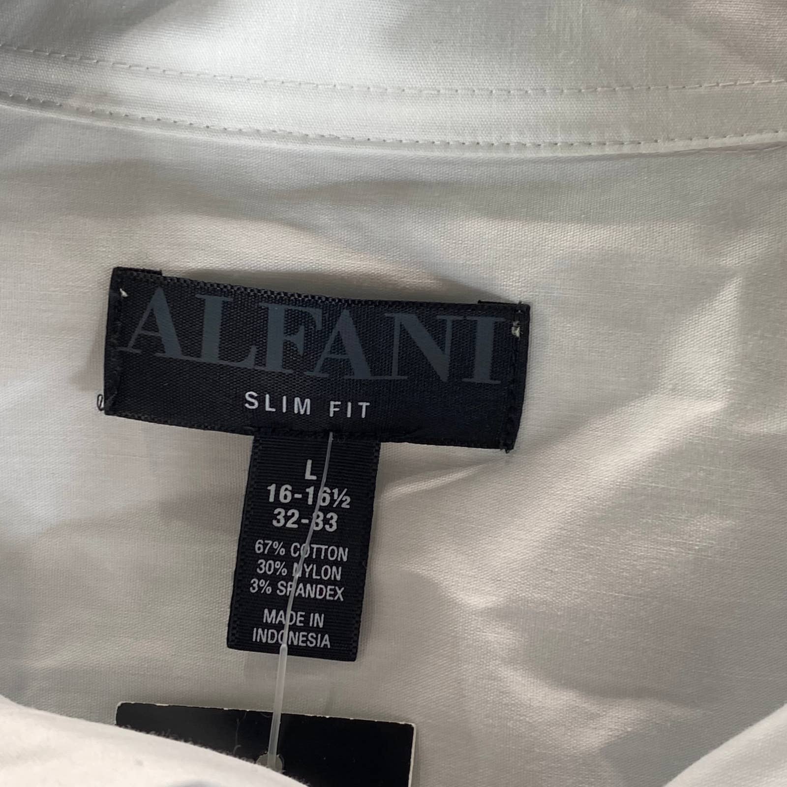 ALFANI Men's White Slim-Fit 2-Way Stretch Button-Up Long-Sleeve Dress Shirt SZ L