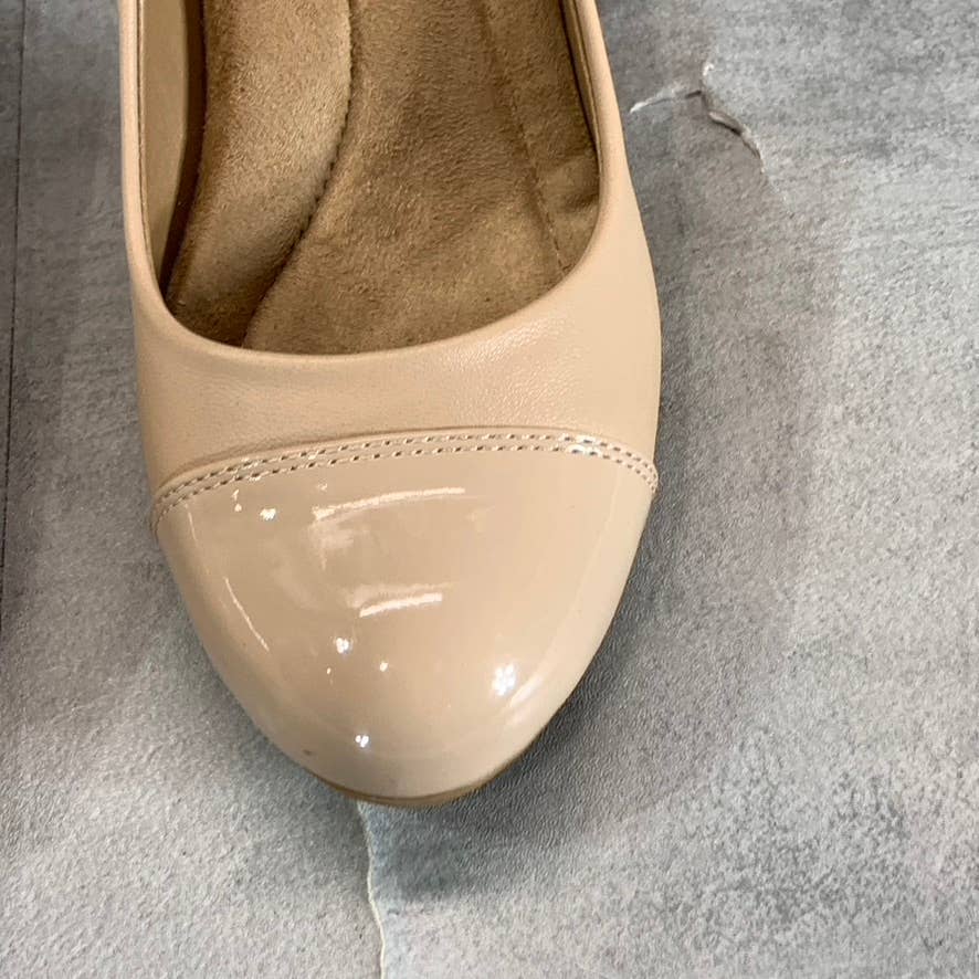 GIANI BERNINI Women's Nude Smooth Laynne Round Cap-Toe Block-Heel Pumps SZ 6