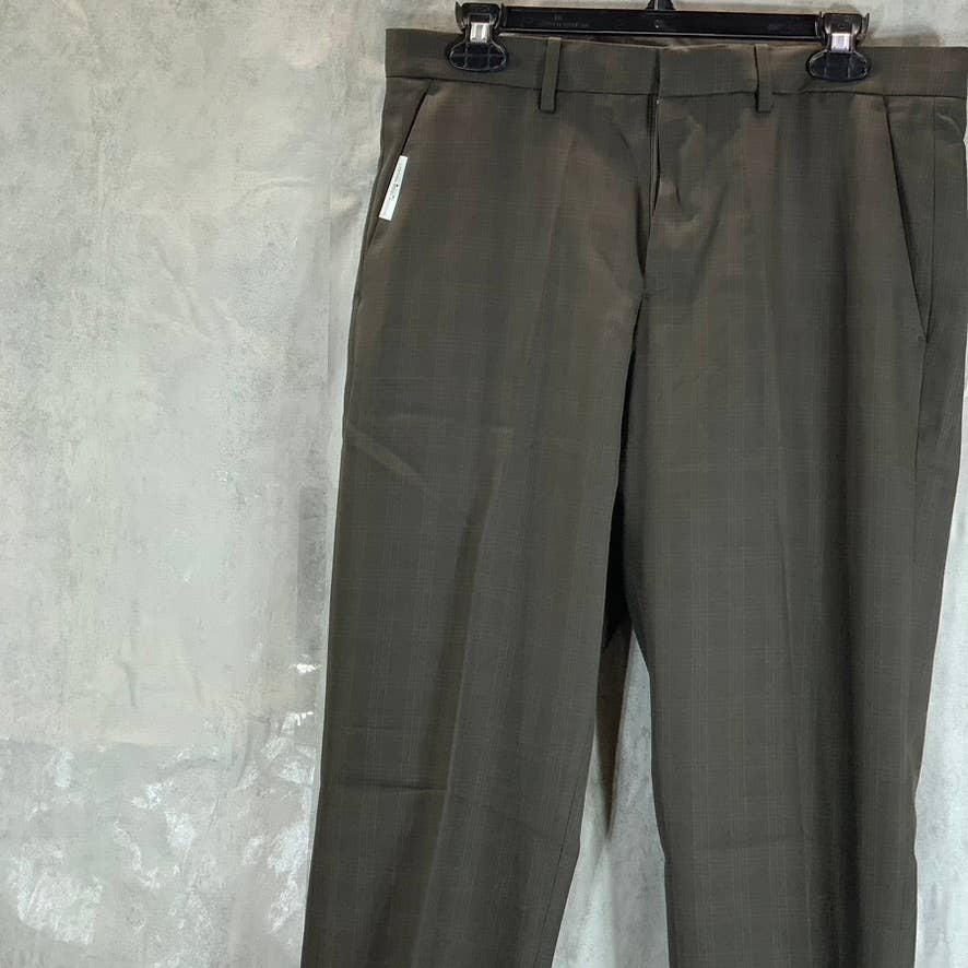 PERRY ELLIS PORTFOLIO Men's Major Brown Subtle Check Modern-Fit Stretch Pants