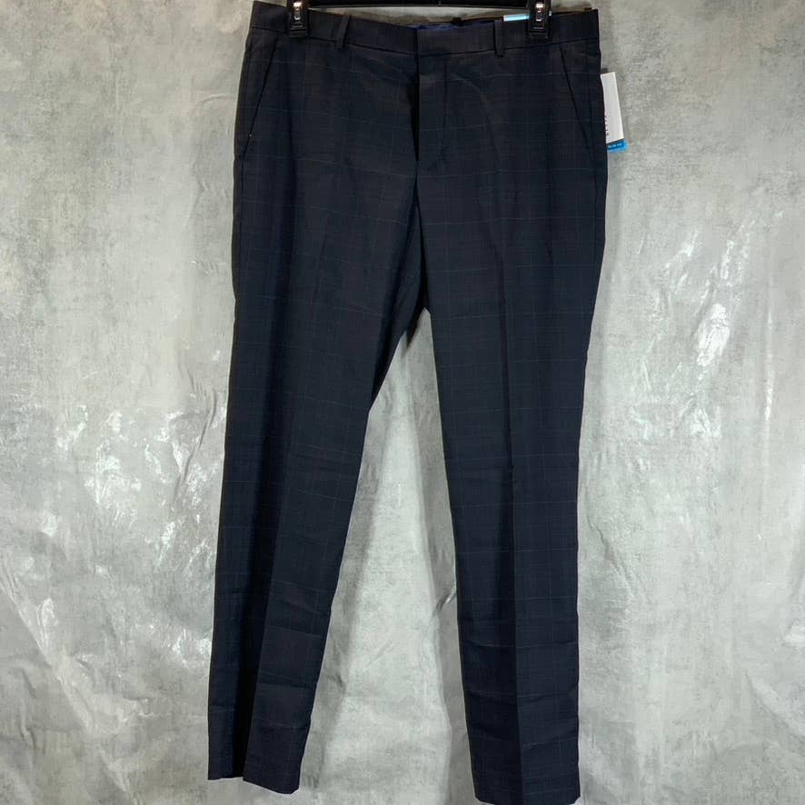 PERRY ELLIS PORTFOLIO Men's Navy Plaid Slim-Fit Performance Stretch Dress Pants
