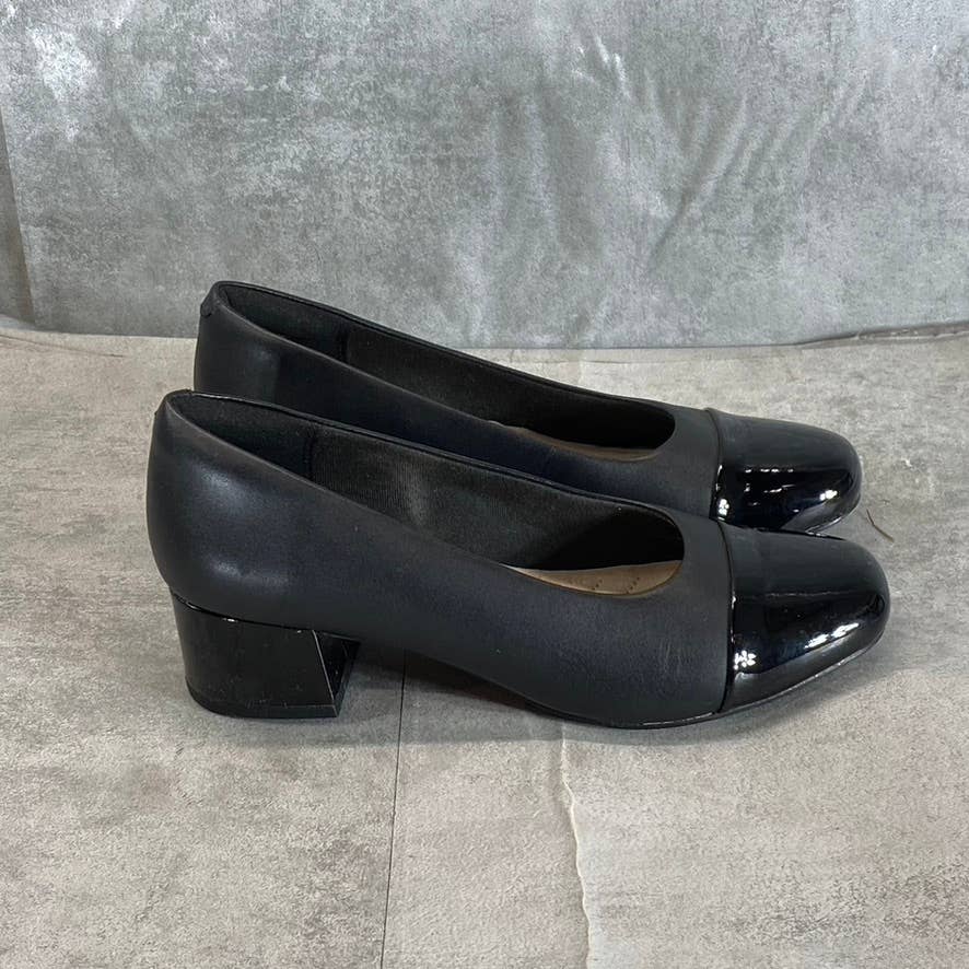 CLARKS COLLECTION Women's Black Combo Marilyn Sara Block-Heel Pumps SZ 6
