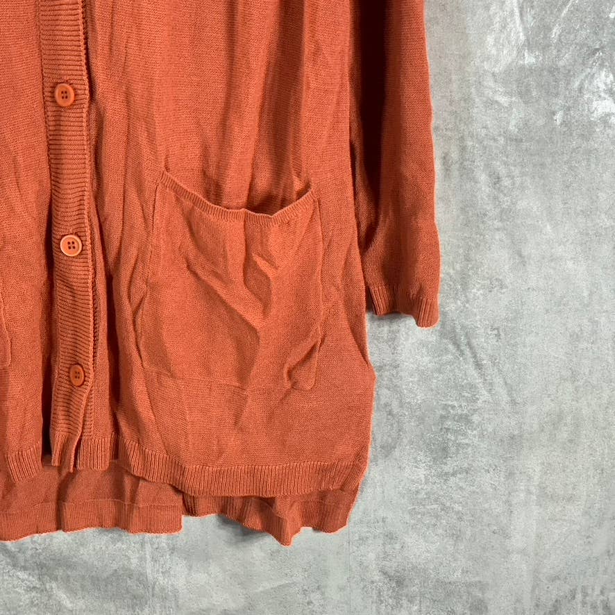 ALFANI Women's Cedar Chest V-Neck Lightweight Button-Front Cardigan SZ L