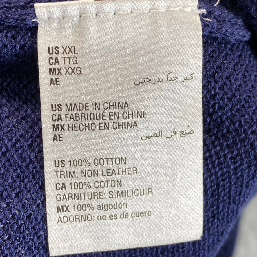 CLUB ROOM Men's Navy Quarter-Zip Stand-Collar Textured Cotton Sweater SZ 2XL