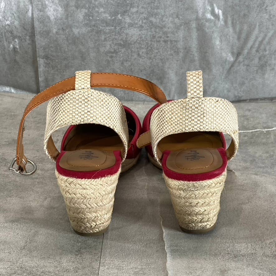 STYLE & CO Women's Red Mailena Closed-Toe Wedge Espadrille Sandals SZ 9