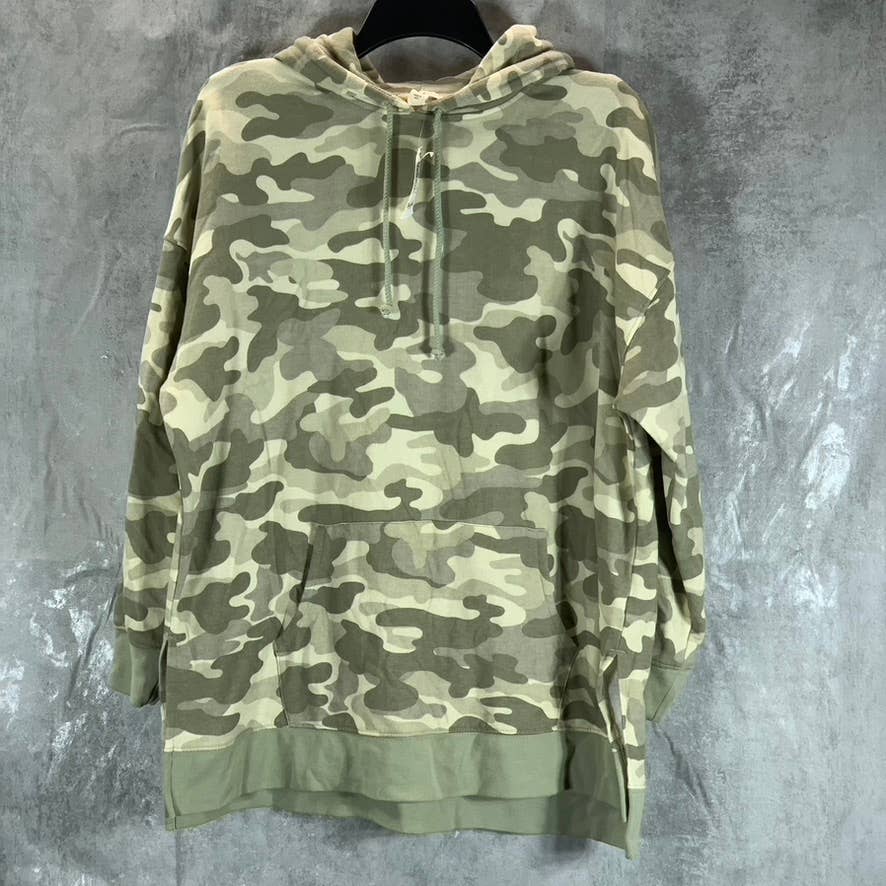 STYLE & CO Women's Green Camo-Print Oversized Pullover Hoodie SZ M