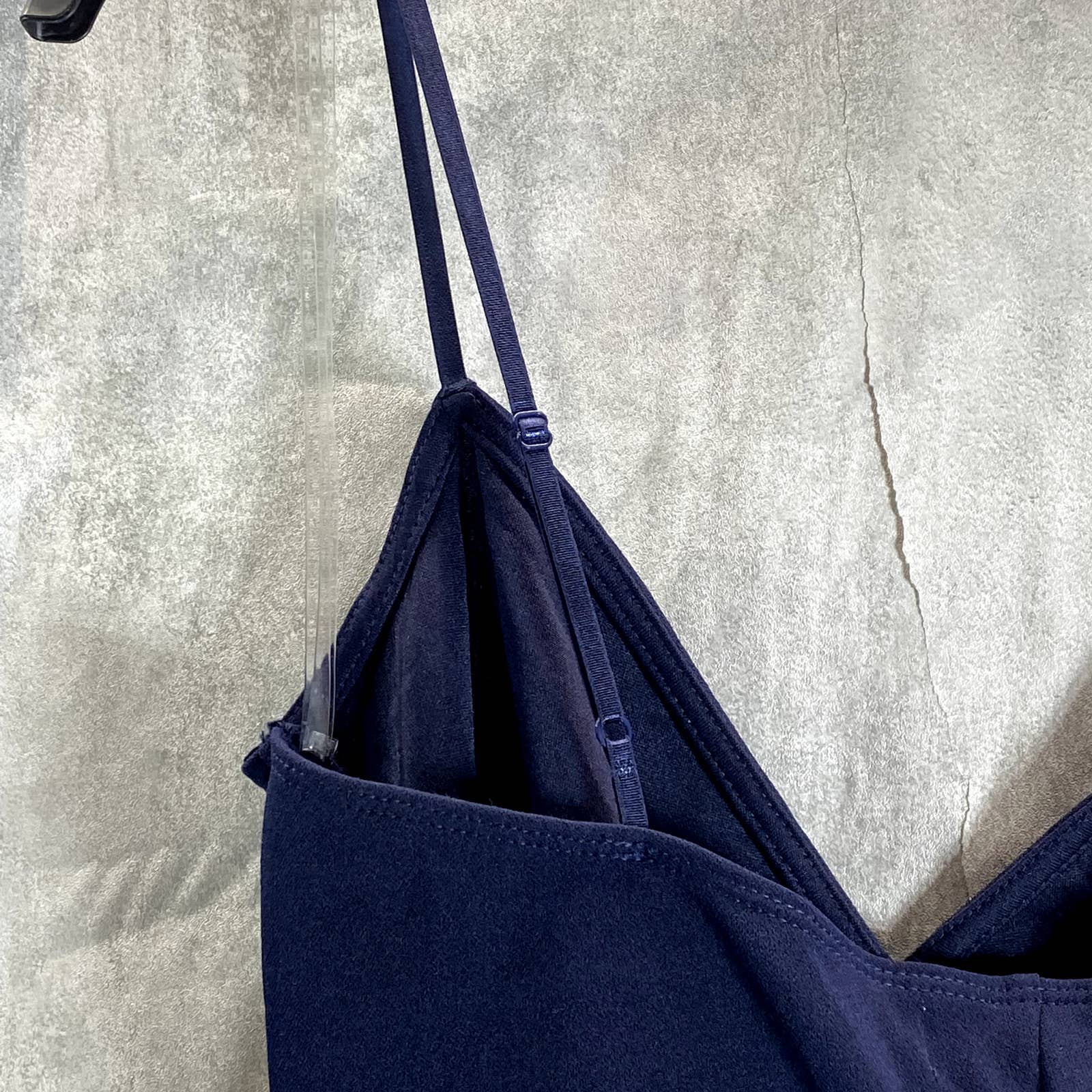 EMERALD SUNDAE Juniors' Navy Surplice V-Neck High-Slit Adjustable Straps Gown