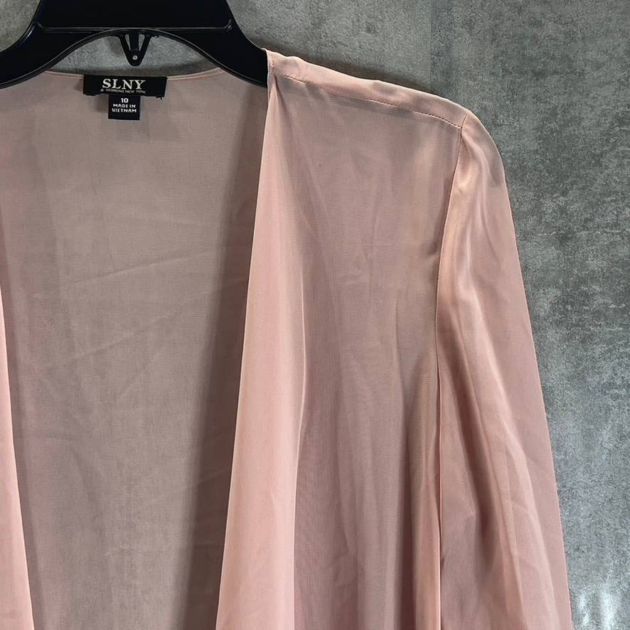 SLNY Women's Faded Rose Bead Embellished Cuff 3/4 Sleeve Drape Jacket SZ10