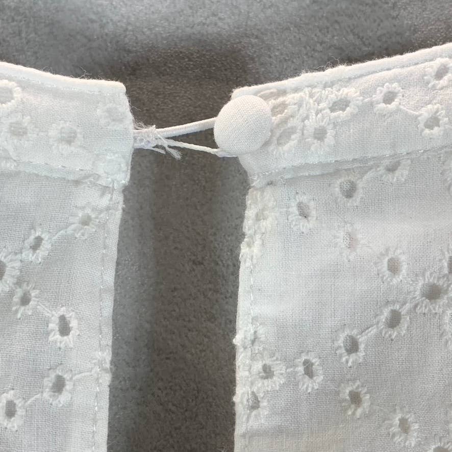 CHARTER CLUB Women's Bright White Crewneck Eyelet Flutter Short-Sleeve Top SZ L