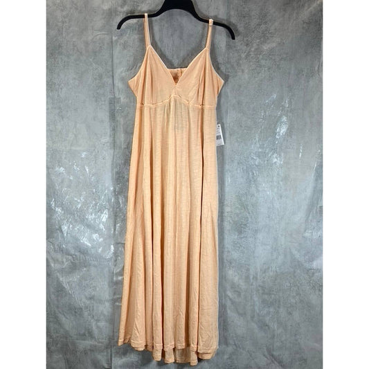 BLACK TAPE Women's Peach Twist V-Neck Textured Empire-Waist Midi Dress SZ L